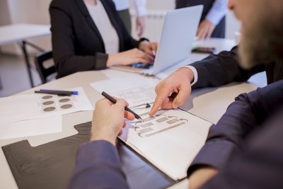 Close Up Businesspeople Hands Discussion Business Plan Small